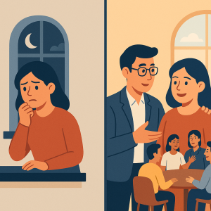 Comparativa entre evitación ansiosa y superación acompañada en contexto social.